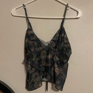 MOTEL ROCKS COJIRA MESH BUTTERFLY TOP IN TONAL BLUE PAISLEY